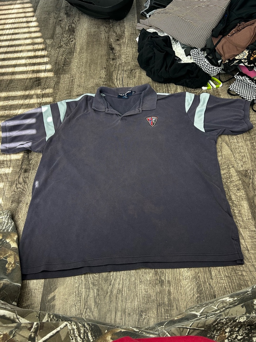 Polo Sport by Ralph Lauren Navy Polo with Light Blue Sleeve Stripes